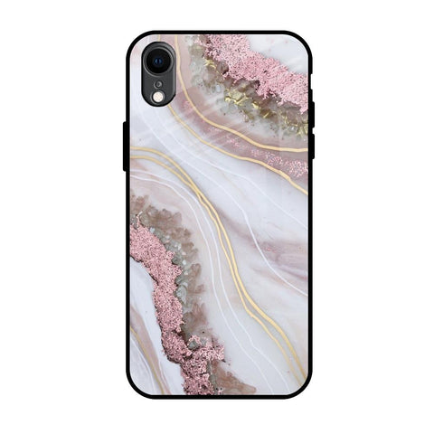 Pink & Gold Gllitter Marble iPhone XR Glass Back Cover Online