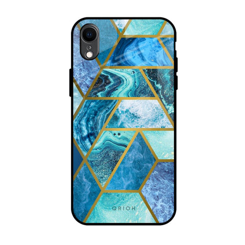 Turquoise Geometrical Marble iPhone XR Glass Back Cover Online