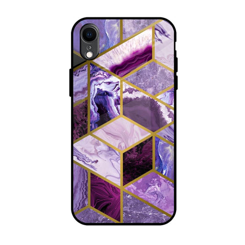 Purple Rhombus Marble iPhone XR Glass Back Cover Online