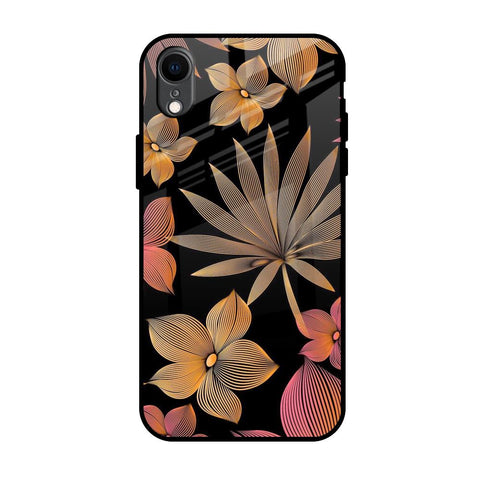 Lines Pattern Flowers iPhone XR Glass Back Cover Online