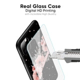 Floral Black Band Glass Case For Poco M3