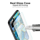 Turquoise Geometrical Marble Glass Case for Redmi Note 11T 5G