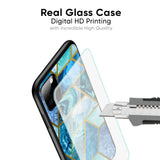 Turquoise Geometrical Marble Glass Case for Redmi 12C