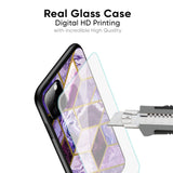 Purple Rhombus Marble Glass Case for Realme 7 Pro
