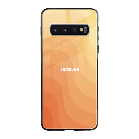 Orange Curve Pattern Samsung Galaxy S10 Plus Glass Back Cover Online