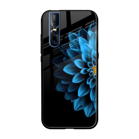 Half Blue Flower Vivo V15 Pro Glass Back Cover Online