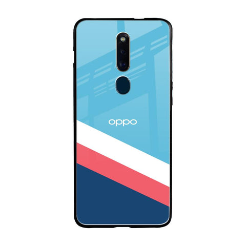 Pink & White Stripes Oppo F11 Pro Glass Back Cover Online