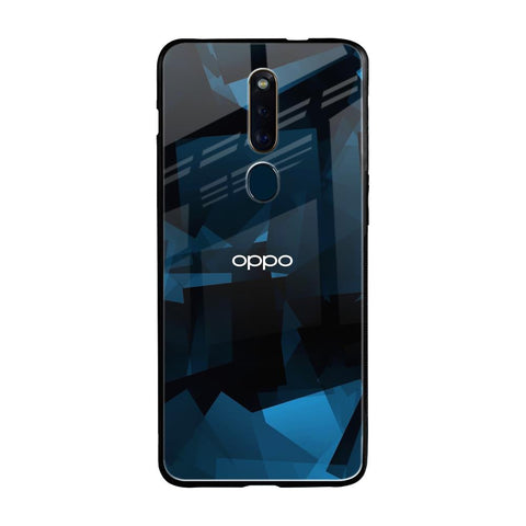 Polygonal Blue Box Oppo F11 Pro Glass Back Cover Online