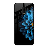 Half Blue Flower OnePlus 7 Glass Back Cover Online