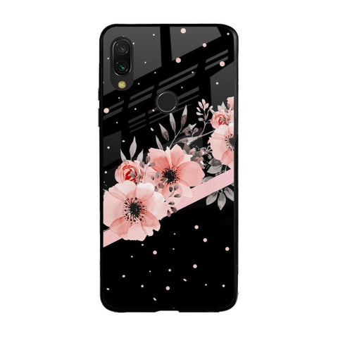 Floral Black Band Xiaomi Redmi Note 7S Glass Back Cover Online