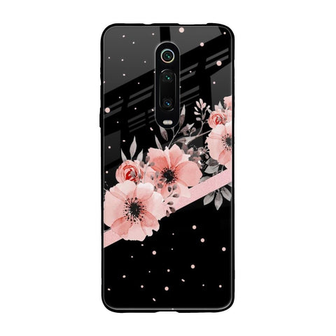 Floral Black Band Xiaomi Redmi K20 Glass Back Cover Online