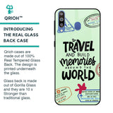 Travel Stamps Glass Case for Samsung Galaxy M40