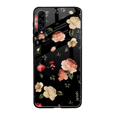 Black Spring Floral Samsung Galaxy A30s Glass Back Cover Online