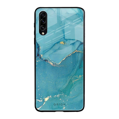 Blue Golden Glitter Samsung Galaxy A30s Glass Back Cover Online