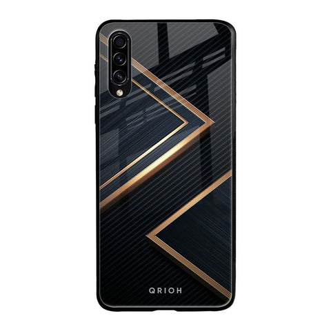 Sleek Golden & Navy Samsung Galaxy A30s Glass Back Cover Online