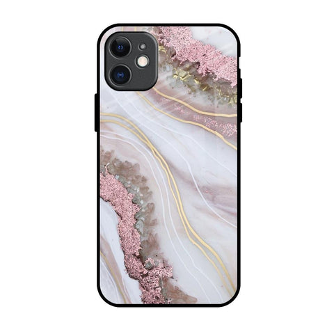 Pink & Gold Gllitter Marble iPhone 11 Glass Back Cover Online