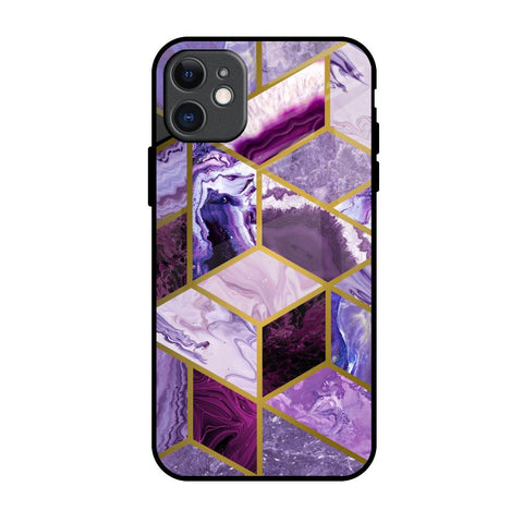 Purple Rhombus Marble iPhone 11 Glass Back Cover Online