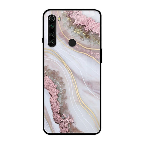 Pink & Gold Gllitter Marble Xiaomi Redmi Note 8 Glass Back Cover Online
