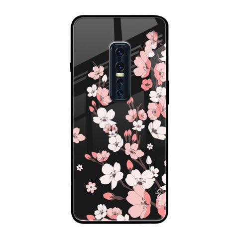 Black Cherry Blossom Vivo V17 Pro Glass Back Cover Online
