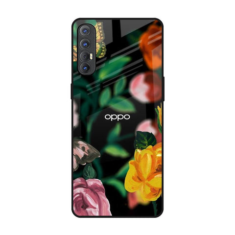 Flowers & Butterfly Oppo Reno 3 Pro Glass Back Cover Online