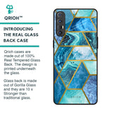 Turquoise Geometrical Marble Glass Case for Oppo Reno 3 Pro
