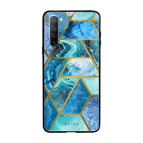 Turquoise Geometrical Marble Oppo Reno 3 Glass Back Cover Online