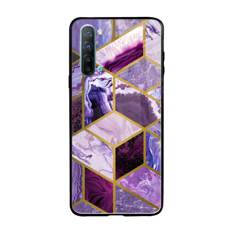 Purple Rhombus Marble Oppo Reno 3 Glass Back Cover Online