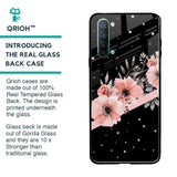 Floral Black Band Glass Case For Oppo Reno 3