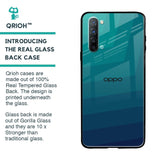 Green Triangle Pattern Glass Case for Oppo Reno 3