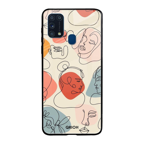 Abstract Faces Samsung Galaxy M31 Glass Back Cover Online