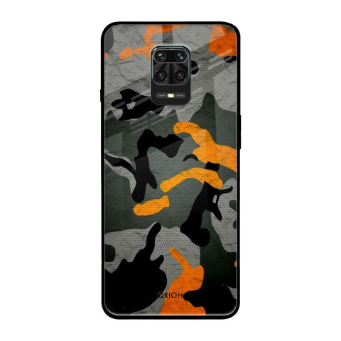 Camouflage Orange Redmi Note 9 Pro Max Glass Back Cover Online