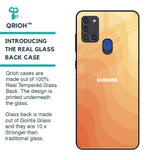 Orange Curve Pattern Glass Case for Samsung A21s