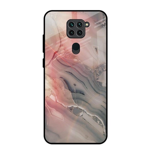 Pink And Grey Marble Redmi Note 9 Glass Back Cover Online