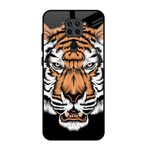 Angry Tiger Redmi Note 9 Glass Back Cover Online