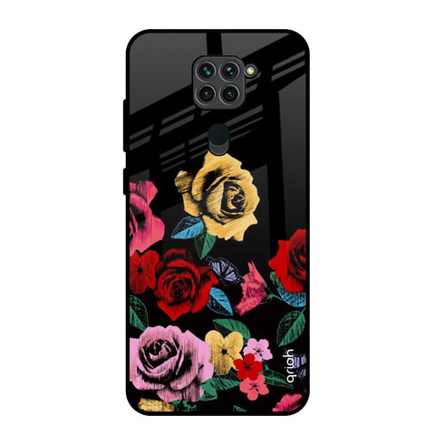 Floral Decorative Redmi Note 9 Glass Back Cover Online