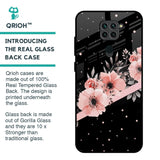 Floral Black Band Glass Case For Redmi Note 9