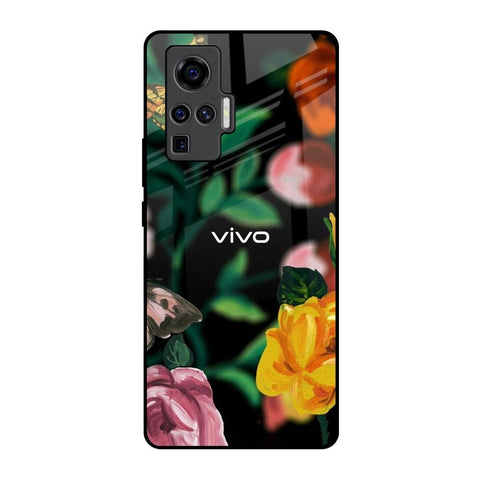 Flowers & Butterfly Vivo X50 Pro Glass Back Cover Online