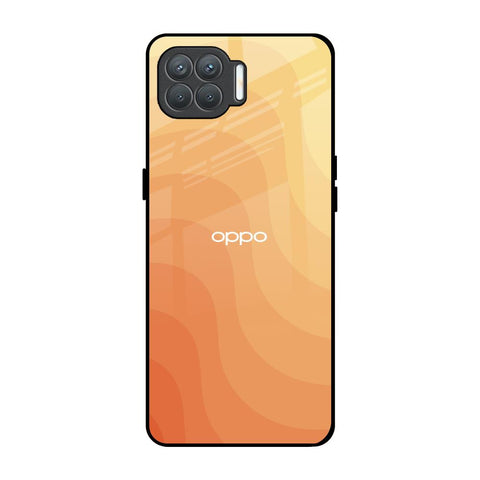Orange Curve Pattern Oppo F17 Pro Glass Back Cover Online