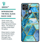 Turquoise Geometrical Marble Glass Case for Realme C12