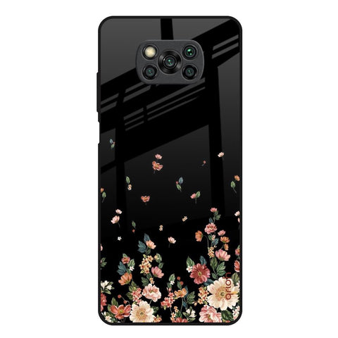 Floating Floral Print Poco X3 Glass Back Cover Online