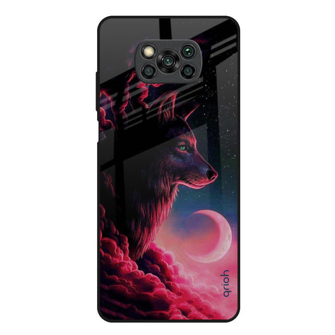 Moon Wolf Poco X3 Glass Back Cover Online