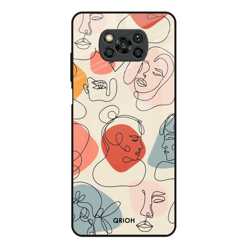 Abstract Faces Poco X3 Glass Back Cover Online