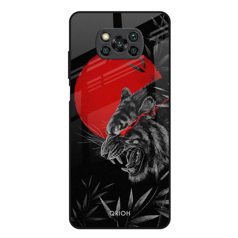 Red Moon Tiger Poco X3 Glass Back Cover Online