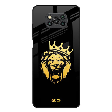Lion The King Poco X3 Glass Back Cover Online