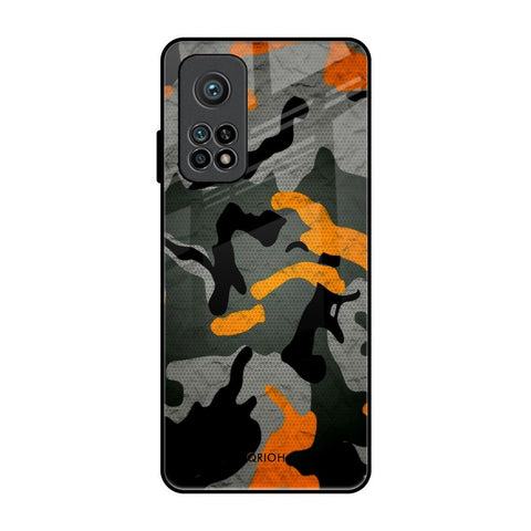 Camouflage Orange Xiaomi Mi 10T Glass Back Cover Online