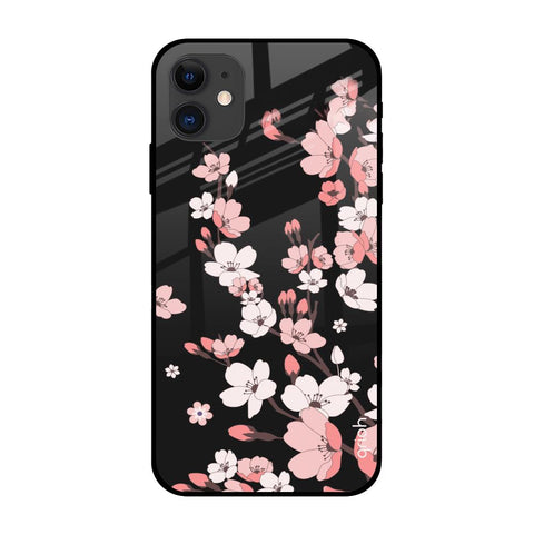 Black Cherry Blossom iPhone 12 mini Glass Back Cover Online