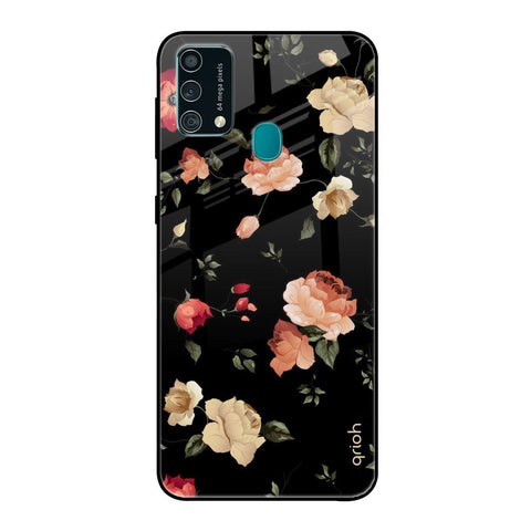 Black Spring Floral Samsung Galaxy F41 Glass Back Cover Online