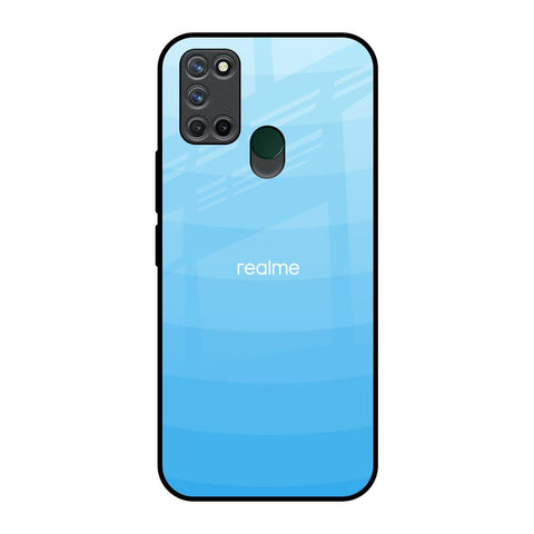 Wavy Blue Pattern Realme 7i Glass Back Cover Online