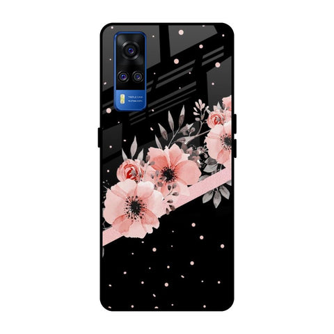 Floral Black Band Vivo Y51 2020 Glass Back Cover Online