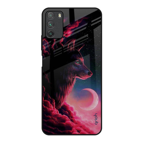 Moon Wolf Poco M3 Glass Back Cover Online